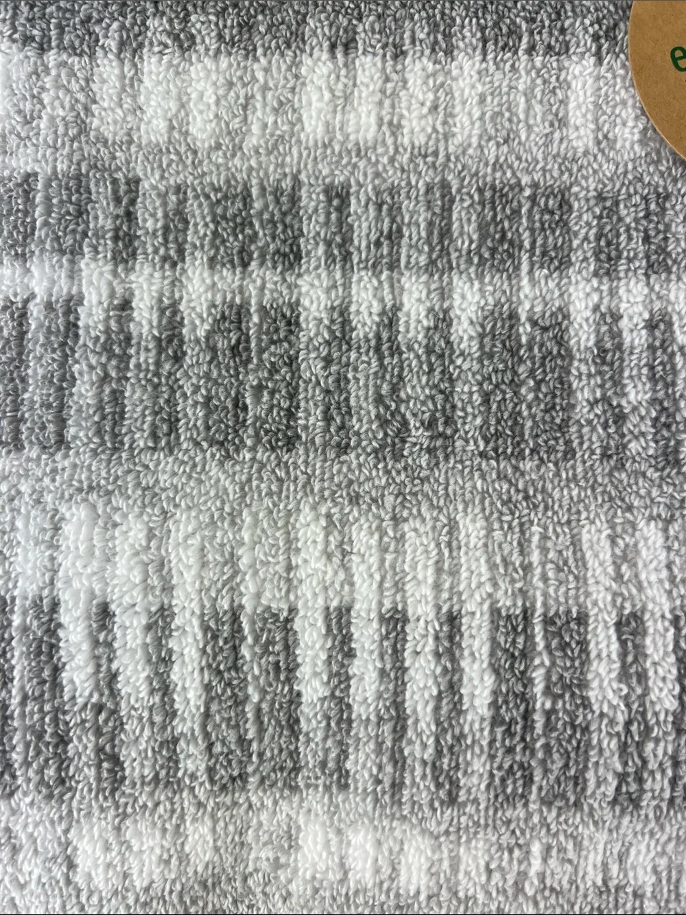 Eco-Mélange Bath Towels Gray White Striped Ribbed Soft Cotton Set of 2 NEW